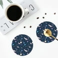 thumbnail image 4 of Lsque Space Dinosaur Pattern 4" Drink Coasters Set of 4, PVC Leather Absorbent Coasters, Table Coaster Set Decorative Coffee Cup Coasters Housewarming Gift -Round Shape, 4 of 6