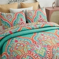 thumbnail image 2 of JML Quilt Set 3-Piece King Size, Soft Reversible 1 Quilt & 2 Shams Bedspread Coverlet Set,Turquoise & Tangerine, 2 of 6
