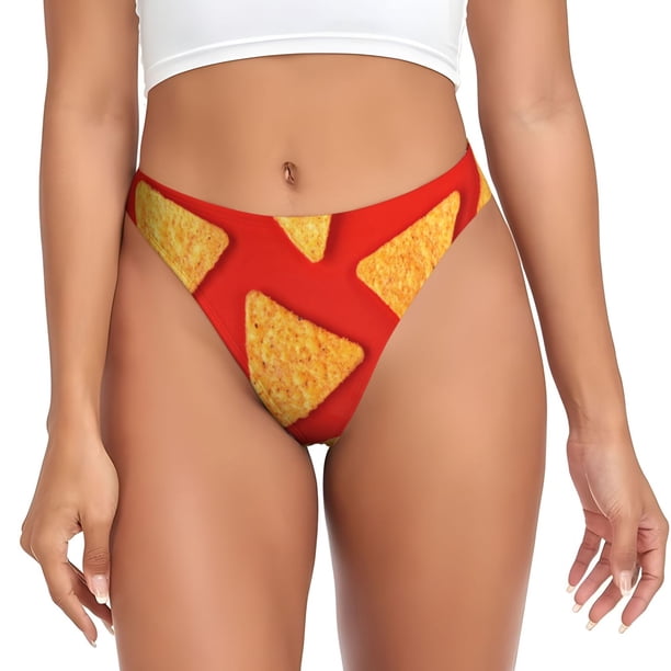 Balery Tortilla chips Tangas de Algodón para Mujer con Estampado – Ropa Interior Sexy, Transpirable, G-string-3X-Large
