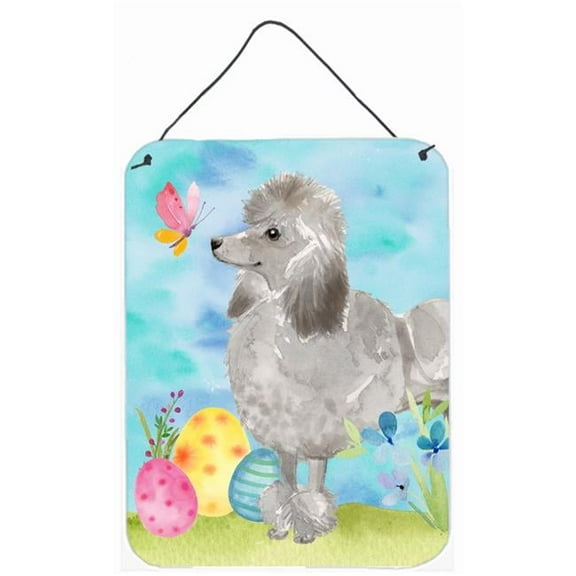 Grey Standard Poodle Easter Wall or Door Hanging Print