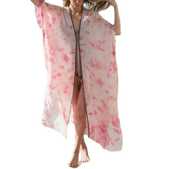 Zeiwohndc Elegant Floral Caftan Plus Size Open Front Beach Quick Dry for Summer Outdoor