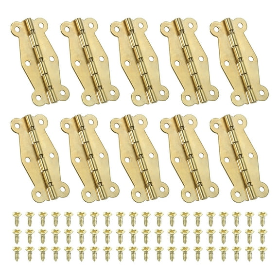 Uxcell Small Box Hinges 2 Inch, 10 Pack 90-Degree Butterfly Decorative Hinges Jewelry Box Hardware, Gold