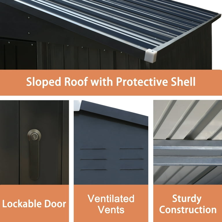 VEIKOUS Steel Outdoor Storage Shed, 8'x10' Metal Tool Shed