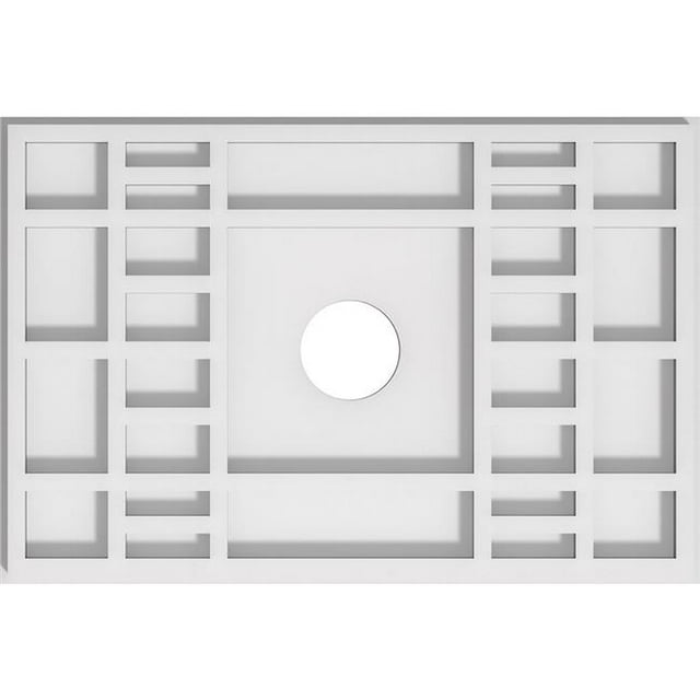 Ekena Millwork CMP14X9BX-02000 2 in. ID x 4.75 in. Rectangle Beaux Architectural Grade PVC Contemporary Ceiling Medallion