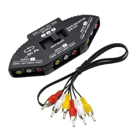 - Black 3-Way Audio Video AV RCA Switch Selector Box Splitter For XBOX XBOX360 DVD PS2 PS3 with AV Cable, Brand New Generic Product BULK PACKAGE By Importer520,USA