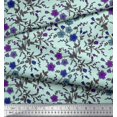 thumbnail image 2 of Soimoi Crepe Silk Fabric Leaves & Floral Artistic Printed Fabric 1 Yard 42 Inch Wide, 2 of 3