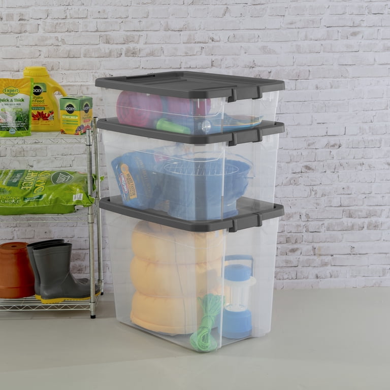 Sterilite 40-Quart Stackable Storage Bins, Dark Gray, 6 Pack photo 7