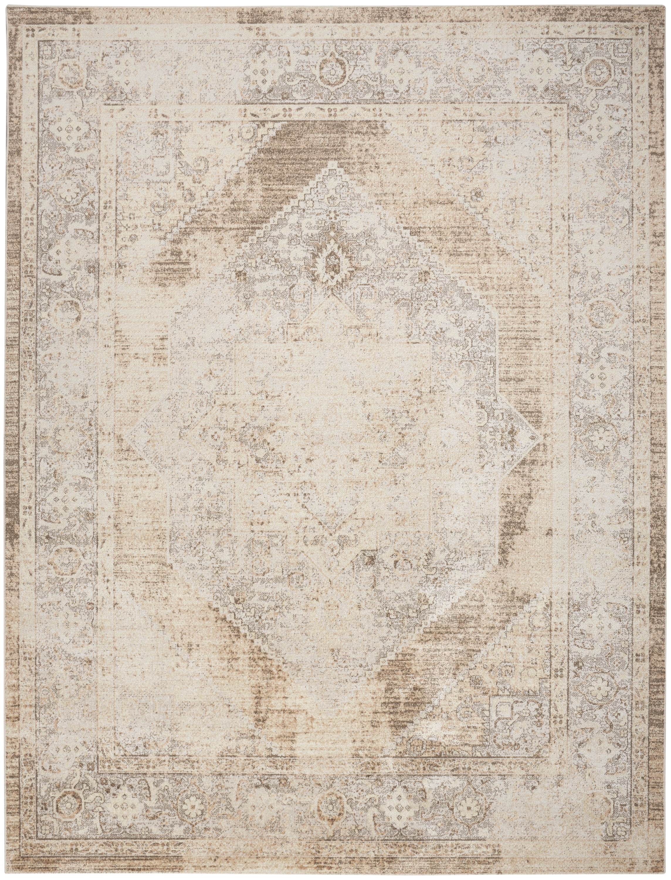 Nourison Astra Machine Washable Center medallion Beige 7'10" x 10' Area Rug (8x10)