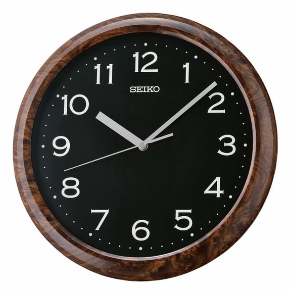Seiko QHA014ZLH Basic Wall Clock, Brown