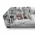 thumbnail image 3 of City Soft Flannel Fleece Throw Blanket, Sketch of Urban View from London Piccadilly with People Famous Bus and Buildings, Cozy Plush for Indoor and Outdoor Use, 50" x 60", Multicolor, by Ambesonne, 3 of 6