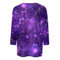 thumbnail image 4 of Virmaxy Womens 2024 3/4 Sleeve Halloween Printed Crew Neck Top Fashionable 3/4 Sleeve Halloween Printed Round Neck Pullover Top Purple-3 XXL, 4 of 5