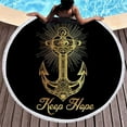 thumbnail image 1 of Keep Hope Gold Anchor Cool Black Roundie Beach Towel, 1 of 3