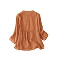 thumbnail image 3 of ZANZEA Women Cotton Linen Button Blouse Summer O-Neck Half Sleeve Solid Shirts, 3 of 3