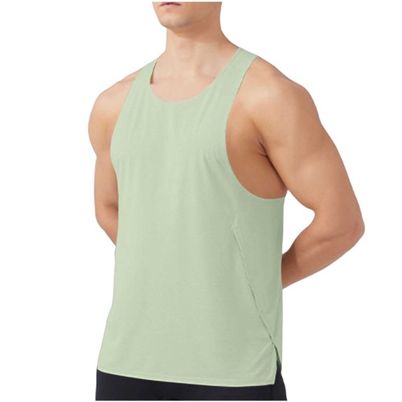 Squevariel Men's Quick Dry Tank Top Sleeveless Round Neck Workout Top Casual Summer Lightweight Athletics T-Shirt