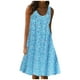 thumbnail image 1 of Vestido estampado de verano para mujer, manga corta, cuello redondo, vestido suelto, vestido de playa, vestido de sol, vestido midi fluido con volantes Fridja  hj564, 1 of 8