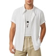 thumbnail image 2 of Bxsruta Men's Summer Casual Short Sleeve Button Front Shirt Lightweight Breathable Polyester Spandex, 2 of 7