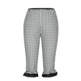 thumbnail image 5 of Daiosportswear Women Gingham Capri Trousers Elastic Waist Plaid Skinny Pants Ruffle Lace Hem,Shorts Pants for Women Black XL(XL), 5 of 8