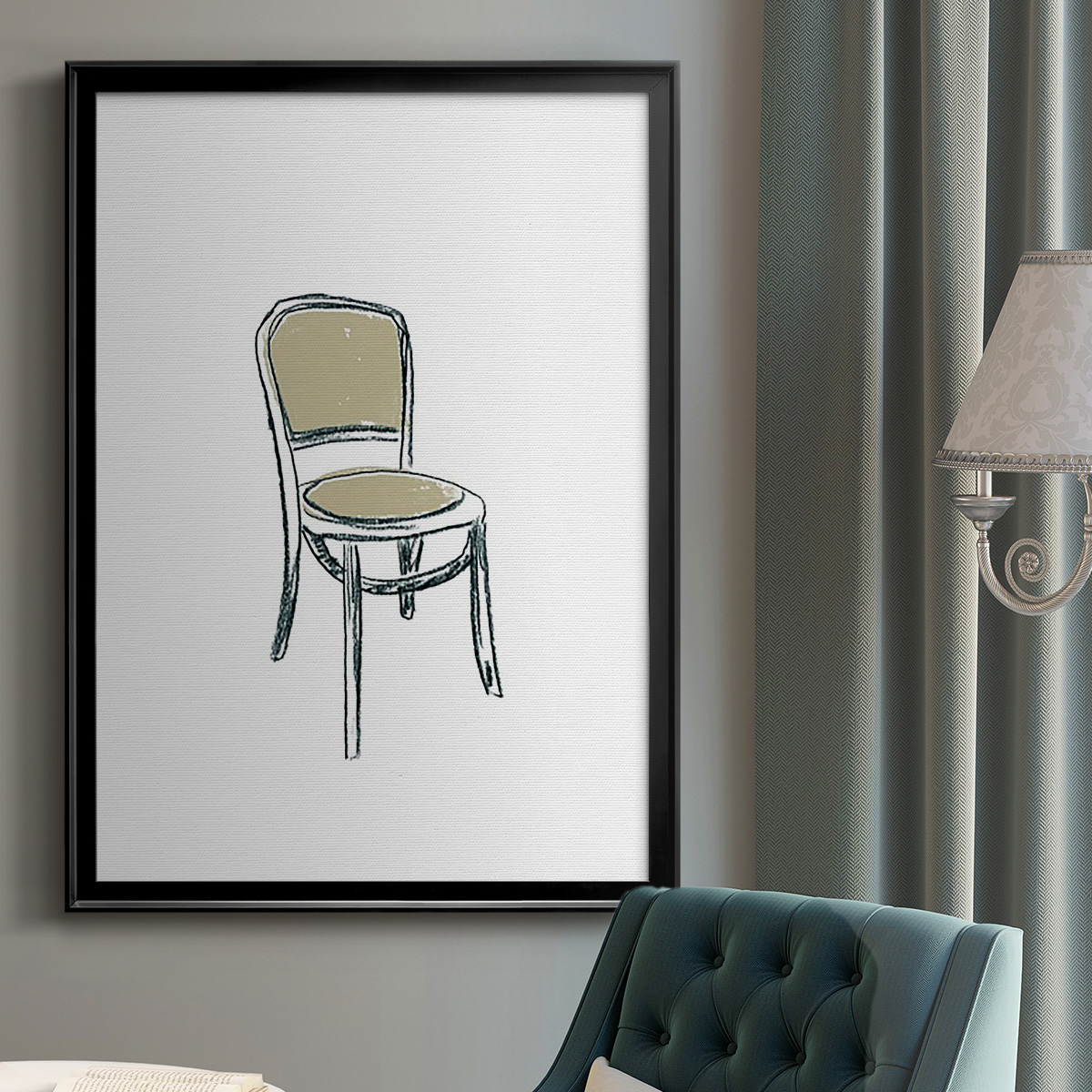 Take a Seat XI Premium Framed Print, in Gold, Black, or Silver - Ready to Hang