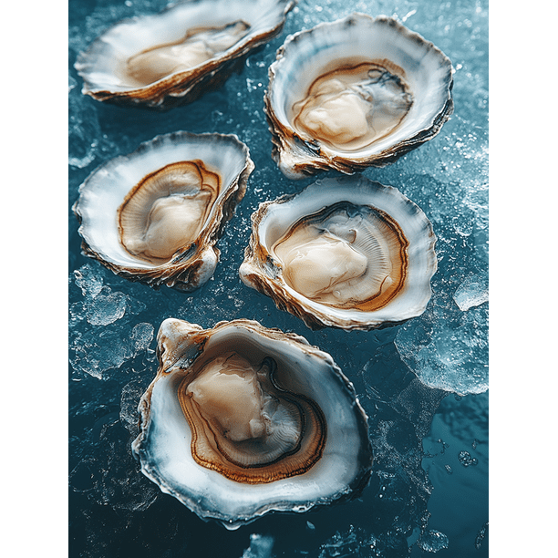 Qisvanset Framed Canvas Wall Art 12x16 Inch Oyster Blue Coastal Kitchen Square Wall Art