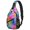 Geometric Wave Blue Pattern, variant on Geometric Triangle Beige Pattern Sling Backpack, Unisex Daily Travel Sling Pack with Side Mesh Pockets, Breathable Padded Back Gift Ideas for Holiday Birthday Gifts
