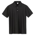 thumbnail image 5 of Work Polo Shirts for Men Short Sleeve Quarter Button Up Tee Shirt Slim Fit Black Summer Shirts for Men, 5 of 7