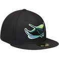 thumbnail image 3 of Men's New Era Black Tampa Bay Rays Cooperstown Collection Wool 59FIFTY Fitted Hat, 3 of 5