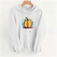 thumbnail image 4 of ABSUYY Womens White Pumpkin Graphic Long Sleeve Casual Fall Pullover Hoodie Sweatshirt with Kangaroo Pocket,Size S, 4 of 5