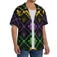 thumbnail image 2 of Goofa Mardi Gra Geometric Printed Men's Casual Short-sleeved Shirt,Lightweight Breathable Button-down,Summer Casual men's top,Versatile Fashion shirt-X-Large, 2 of 7