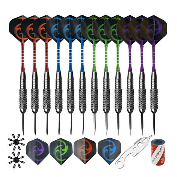MANNYA Set of 12Pcs 22g Professional Steel Tip Darts Sets with Aluminum Alloy Shaft