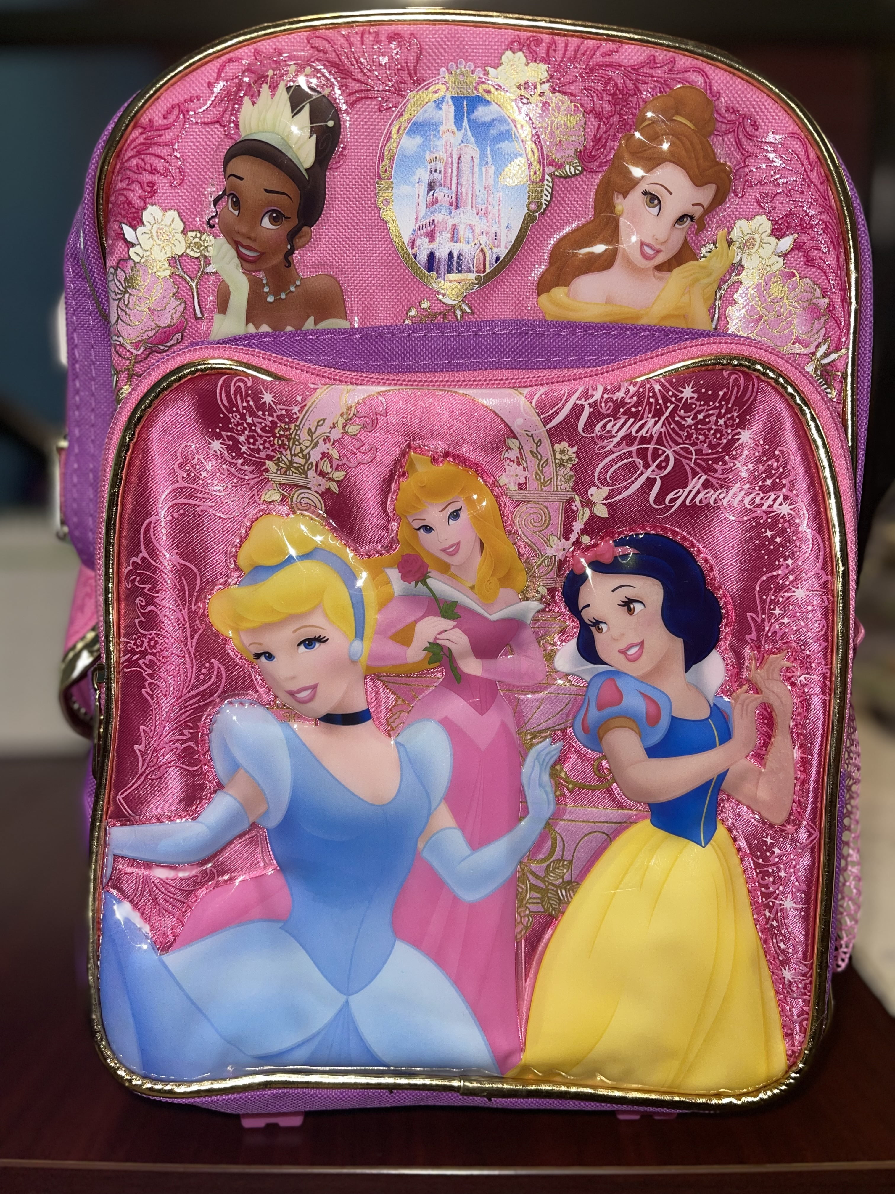 Pink Disney Princess Backpack 3D Embossed 10" Backpack Back School Bag Toddler 