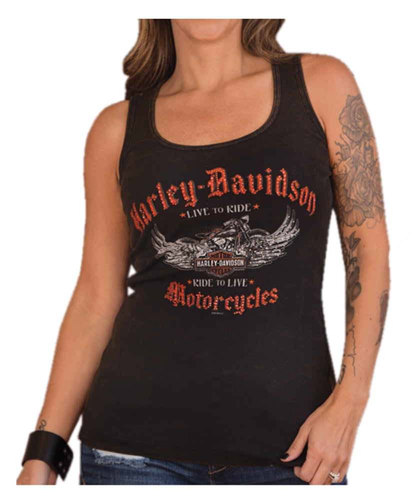 Women Harley Davidson Women S Rolling Stones Chrome Wings Sleeveless Tank Top Gray Clothing Shoes Accessories Vishawatch Com