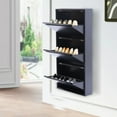 thumbnail image 4 of Miumaeov 3 Drawer Shoe Storage Cabinet - Wall Mounted & No-Assembly Metal Shoe Cabinet for Entryway, Hallway, and Corridor, Holds 9 Pair Shoes (Grey), 4 of 13
