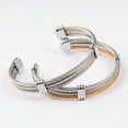 thumbnail image 3 of 5 pc Tarnish Resistant Trendy Men's Torque Bangles 304 Stainless Steel Rope Cuff Bangles with Metal Findings Stainless Steel color 64x52mm, 3 of 4