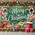 thumbnail image 3 of Festive Theme Merry Christmas Banner Colorful Design Christmas Banner Christmas Elements Candy Cane Pattern Holiday Banner for Christmas Party Home Decoration Family Gathering, 3 of 9
