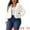 White, variant on DARING DIVA Women's Plus Size Cropped Lapel Long Sleeve Faux Fur Fluffy Coat 1X White