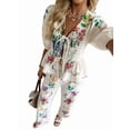 thumbnail image 1 of Conjunto de 2 Piezas para Mujer, Blusa de Corta con Estampado Floral y Pantalones Anchos, Estilo Bohemio para Vacaciones. Multicolor L, 1 of 8