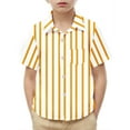 thumbnail image 2 of Chemise d'Uniforme Scolaire à Manches Courtes pour Enfants, Imprimé à Rayures avec Poche, Mélange de Polyester, Col Rond, Coupe Décontractée, Tissu Respirant, 2 of 7