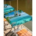 thumbnail image 2 of Fsddascl Ocean Outdoor Tablecloth - 60x60 Inch Square Dining Table Cover, Blue Sky Palm Tree Beach Scenery Forest Shore Waterproof Outdoor Table Cloth with Umbrella Hole & Zipper for Picnic/Patio, 2 of 7