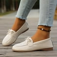 thumbnail image 4 of KEGIRLOM Women's Fashionable Casual Round Toe Solid Color Shallow Mouth Moccasins Comfortable Low Heels Shoes Beige Size 9.5, 4 of 9