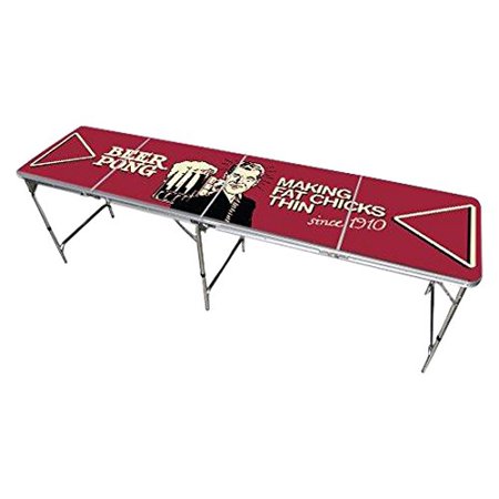 Comedic Beer Pong Table - Premium HD Funny Vintage Design - 8ft Long - Bottle Opener  Ball Rack  & 6 Pong Balls By Red Cup Pong