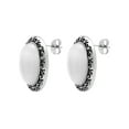 thumbnail image 3 of Womens Stainless Steel Vintage White Glass Stud Earrings, 3 of 4