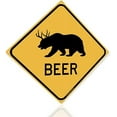 thumbnail image 3 of Beer Crossing Bear With Deer Antlers 12" x 12" Funny Tin Road Sign, 3 of 4