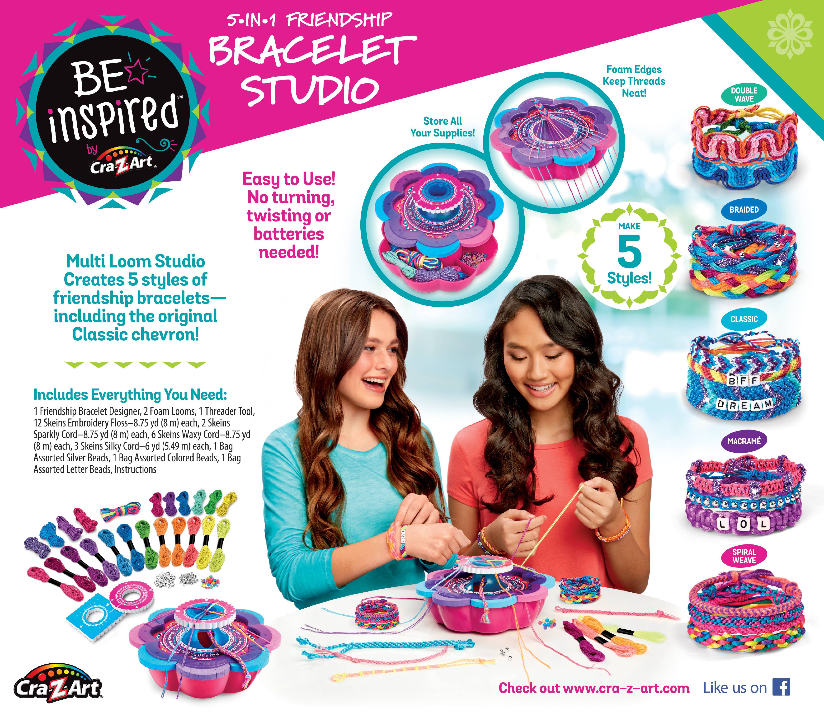 Cra-Z-Art Be Inspired 5-in-1 Friendship Bracelet Studio for Girls 6 Years of Age and Older - image 8 of 13