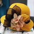thumbnail image 4 of MEICHEN Vintage Wool Cloche Hat for Women Fashion Winter Floral Round Bucket Hat Womens Solid Color Bowler Hat, 4 of 5