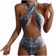 thumbnail image 1 of Traje de baño siamés de moda para mujer, Bikini Sexy con estampado de piel de serpiente y lazo Halter en la cintura Fridja  nalpqowj19944, 1 of 5