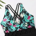 thumbnail image 4 of TAIAOJING Girls Swimsuit Green Leaf Pattern Round Neck Hollow Carved Design Swimming Pool Hot Spring Natatorium For 6-8 Years, 4 of 9