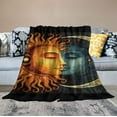 thumbnail image 2 of HENGT Printed Flannel Blanket Decorative, Sun Moon Stars Soft Throw Blankets for Bed Sofa, Couch, Chair Decor All Season Gifts, 2 of 6