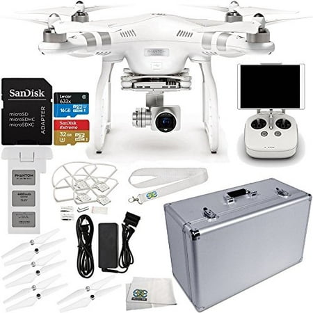 DJI Phantom 3 Advanced Quadcopter Drone w/ 1080p HD Video Camera & Manufacturer Accessories + DJI Propeller Set + SSE (Best Professional Drone Camera)