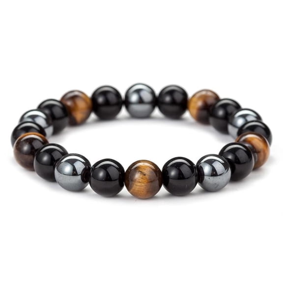 Triple Protection Bracelet - Tiger‚Äôs Eye, Obsidian, Hematite