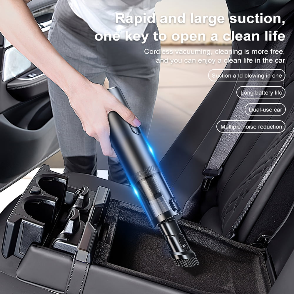 MDHAND V12 Cordless Car Vacuum Cleaner Suction Power 14000PA, 4 in 1 Portable Mini Vacuum Cleaner, Type-C Charging, 2 Suction Modes, Handheld Vacuum Cleaner for Car, Office Desk, Keyboard, Black